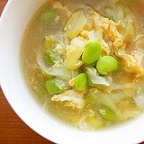 枝豆入り！ふわふわ卵スープ♪